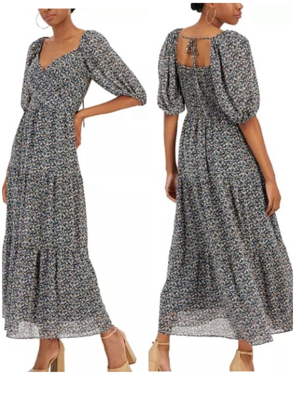 LUCY PARIS FLORAL SWEETHEART NECKLINE MAXI DRESS